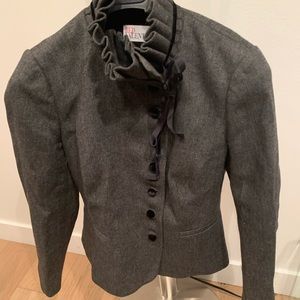 Grey Tweed Style Military Jacket